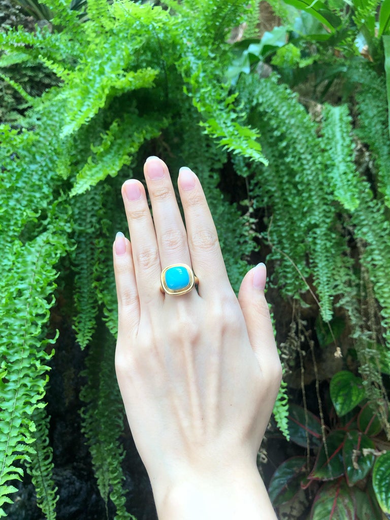 SJ2128 - Turquoise Ring Set in 18 Karat Gold Settings