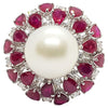 SJ1426 - South Sea Pearl with Ruby and Diamond Ring Set in 18 Karat White Gold Settings