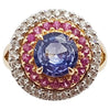 SJ6098 - Blue Sapphire with Pink Sapphire and Diamond Ring Set in 18 Karat Rose Gold