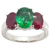 JR0865R - Emerald & Ruby Ring Set in 18 Karat White Gold Setting