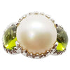 SJ2751 - Mabe Pearl with Cabochon Peridot Ring Set in 18 Karat White Gold Settings