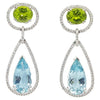 SJ1266 - Peridot, Aquamarine and Diamond Earrings Set in 18 Karat White Gold Settings