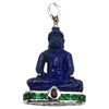 JP0298R- Lapiz Lazuli with Tsavorite and Cabochon Ruby Buddha Pendant in 18K White Gold
