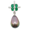 SJ1194 - South Sea Pearl with Emerald and Diamond Pendant Set in 18 Karat White Gold Set