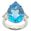 SJ2665 - Blue Topaz with White Topaz Ring Set in 18 Karat White Gold Settings