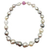 SJ1240 - Baroque South Sea Pearl with Pink Sapphire 3.23 Carats Clasp in 18K Rose Gold