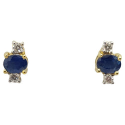 JE0590TK - Blue Sapphire & Diamond Earrings Set in 18 Karat Gold Setting