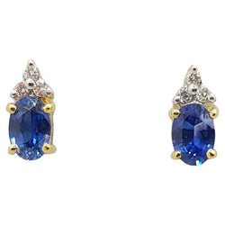 JE0849TK - Blue Sapphire & Diamond Earrings Set in 18 Karat Gold Setting