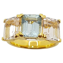 JR0171PK - Aquamarine & Morganite Ring Set in 18 Karat Gold Setting