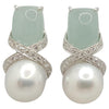 SJ2770 - South Sea Pearl with Aquamarine and Diamond Earrings Set in 18 Karat White Gold