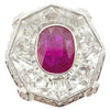 SJ1398 - Ruby with White Topaz and Diamond Ring Set in 18 Karat White Gold Settings