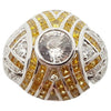 SJ2753 - White Sapphire with Yellow Sapphire and Diamond Ring Set in 18 Karat White Gold