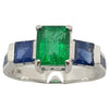 SJ2738 - Emerald with Blue Sapphire Ring Set in 18 Karat White Gold Settings