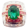 SJ1248 - Emerald with Orange Sapphire and Diamond Ring Set in 18 Karat Rose Gold Settings