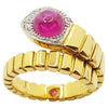 JRB8382 - Cabochon Ruby & Diamond Serpent Ring Set in 18 Karat Gold Setting