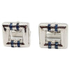 JC0001Q - Blue Sapphire Cufflink Set in 18 Karat White Gold Setting