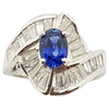 SJ1166 - Blue Sapphire with Diamond Ring Set in Platinum 900 Settings