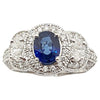 SJ1212 - Blue Sapphire with Diamond Ring Set in 18 Karat White Gold Settings