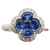 SJ1336 - Blue Sapphire with Diamond Clover Ring Set in 18 Karat White Gold Settings