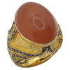 SJ1153 - Moonstone with Brown Diamond Ring Set in 18 Karat Gold Settings