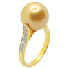 SJ1213 - Golden South Sea Pearl with Diamond Ring Set in 18 Karat Gold Settings