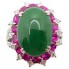 SJ1266 - Jade with Ruby and Diamond Ring Set in 18 Karat White Gold Settings