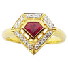 SJ2651 - Custom Shield Cut Ruby with Diamond Ring Set in 18 Karat Gold Settings