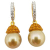 JE0697W - Yellow Sapphire, Diamond and South Sea Pearl Earrings in 18 Karat Gold Setting