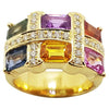 SJ2665 - Rainbow Color Sapphire with Diamond Ring Set in 18 Karat Gold Settings