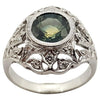 SJ1186 - Green Sapphire with Diamond Ring Set in 18 Karat White Gold Settings