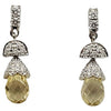 JE0290P - Briolette Yellow Sapphire & Diamond Earrings Set in 18 Karat White Gold Setting