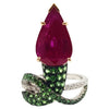 SJ2765 - Ruby with Tsavorite and Diamond Ring Set in 18 Karat White Gold Settings