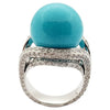 SJ1399 - Turquoise with Diamond Ring Set in 18 Karat White Gold Settings