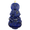 JP0136R - Goddess of Mercy Carved Lapiz Lazuli Pendant Set in 18 Karat Gold Setting
