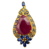 SJ1256 - Ruby with Blue Sapphire Pendant/ Brooch Set in 18 Karat Gold Settings