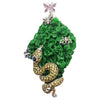 SJ1306 - Jade, Pink Sapphire, Yellow Sapphire Pendant/ Brooch Set in 18 Karat White Gold
