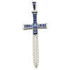 SJ1306 - Blue Sapphire with Diamond Sword Pendant Set in 18 Karat White Gold Settings