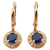 JE0321R - Blue Sapphire & Diamond Halo Earrings Set in 18 Karat Rose Gold Settings