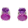 SJ1139 - Pink Sapphire, Purple Sapphire and Diamond Earrings Set in 18 Karat White Gold