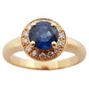 JR0290R - Blue Sapphire & Diamond Halo Ring Set in 18 Karat Rose Gold Setting