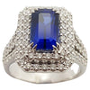 SJ1229 - GIA Certified 3 Cts Blue Sapphire with Diamond Ring Set in 18 Karat White Gold