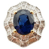 SJ1286 - GIA Certified Unheated 5 Cts Blue Sapphire with Diamond Ring in 18 Karat Gold