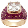 JR0325P - White Sapphire & Ruby Ring Set 18 Karat Rose Gold Setting