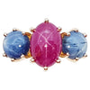 JR0321P - Star Ruby & Blue Star Sapphire Ring Set 18 Karat Rose Gold Settings