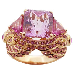 JR0327P - Kunzite & Pink Sapphire Ring Set 18 Karat Rose Gold Setting