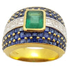 SJ1230 - Emerald with Blue Sapphire with Diamond Ring Set in 18 Karat Gold Settings