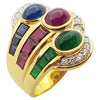 SJ2286 - Ruby, Emerald, Blue Sapphire and Diamond Ring Set in 18 Karat Gold Settings