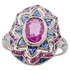 JR0301P - Pink Sapphire & Blue Sapphire Ring Set in 18 Karat White Gold Setting