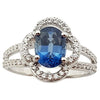 SJ2984 - Blue Sapphire with Diamond Ring Set in 18 Karat White Gold Settings