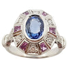 SJ2945 - Blue Sapphire with Pink Sapphire and Diamond Ring set in 18 Karat White Gold